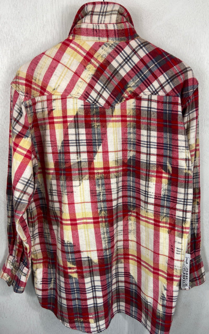 Vintage Western Style Red, Grey, White and Yellow Flannel Size Large