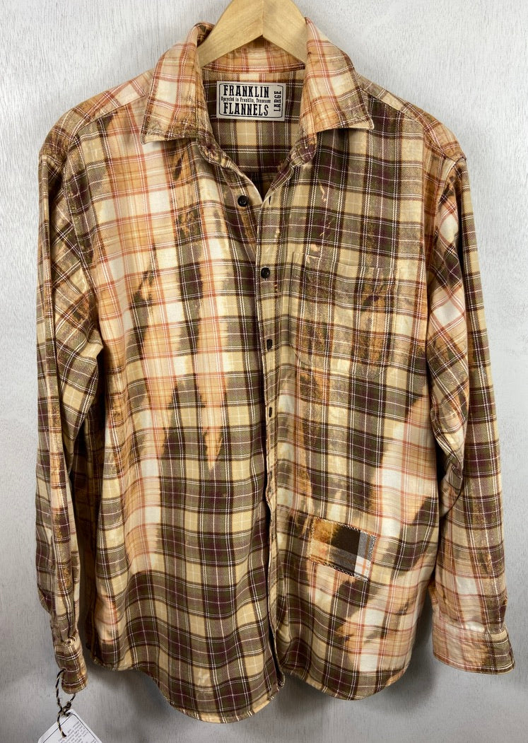 Vintage Gold, Army Green and Cream Flannel Size Large
