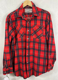 Vintage Retro Red, Navy and Yellow Flannel Size Large