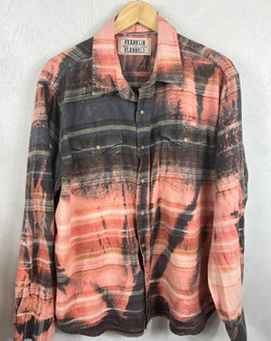Vintage Western Style Grey, Black and Coral Flannel Size XL