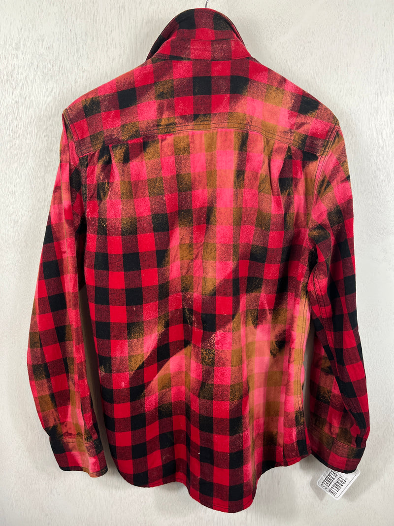 Vintage Red, Black, Pink and Rust Buffalo Check Flannel Size Medium