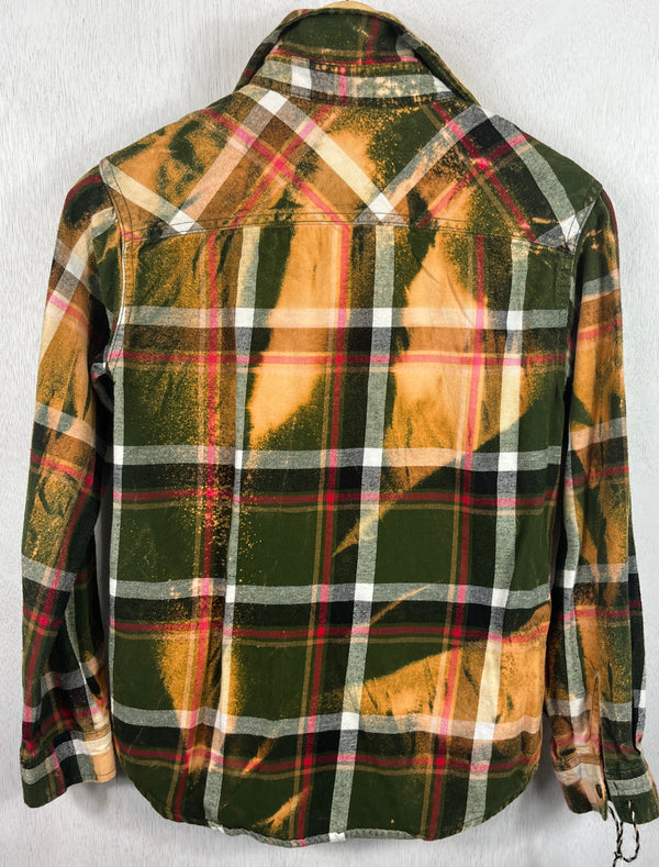 Vintage Green, Gold, Red and White Flannel Size Small