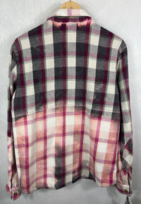 Vintage Grey, White and Pink Flannel Size Medium