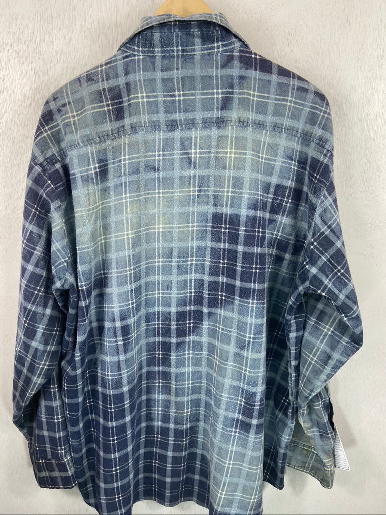 Vintage Western Style Grunge Blue Flannel Size XL