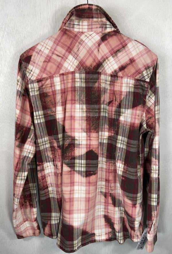 Vintage Western Style Red, Pink, Grey and White Flannel Size Medium