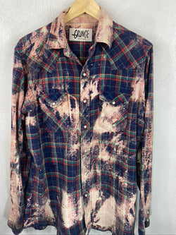 Vintage Grunge Western Style Blue and Red Flannel Size Medium