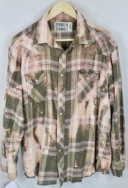 Vintage Western-cut Brown, Taupe and Pink Flannel Size Large