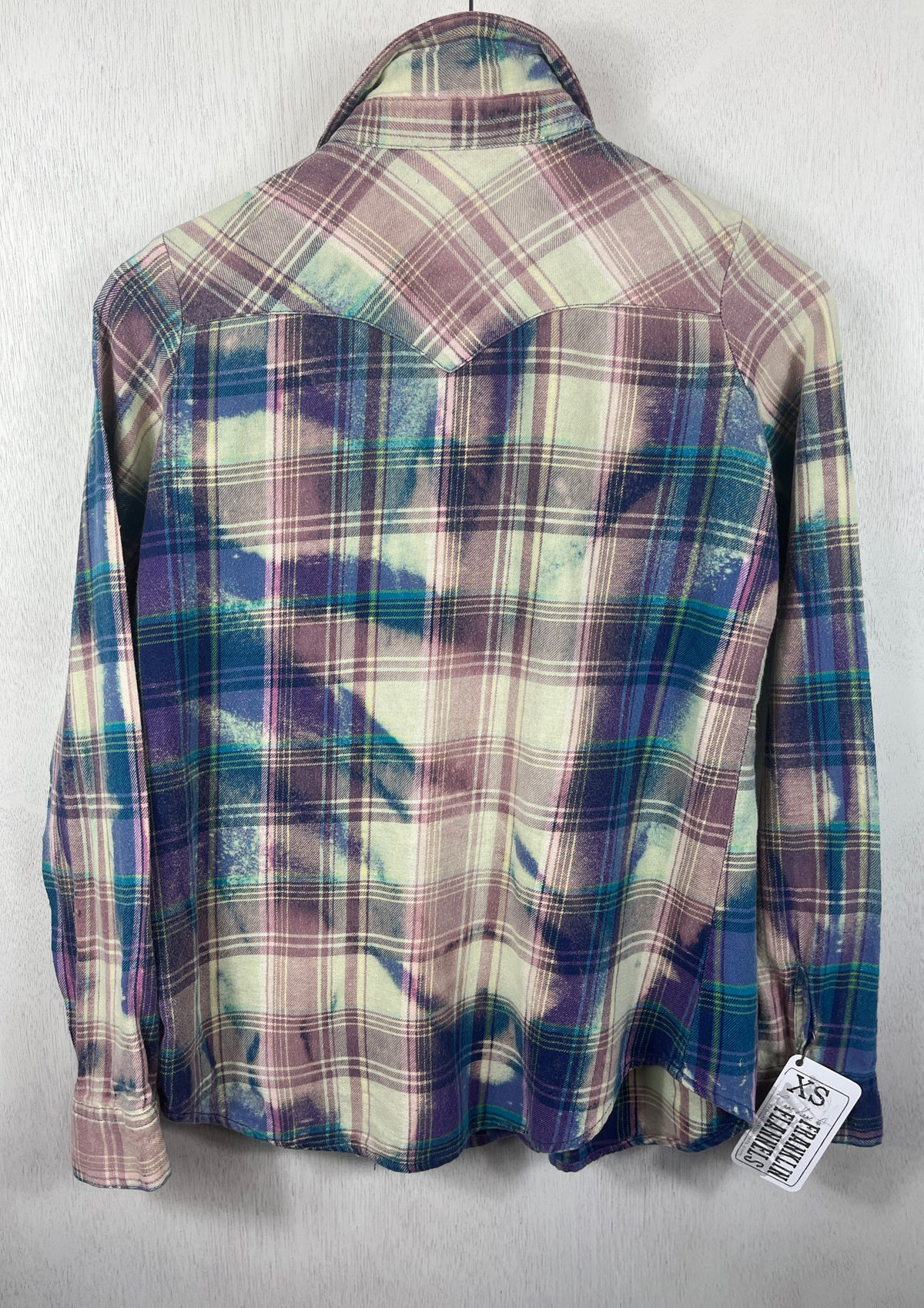 Vintage Western Style Turquoise, Lavender and Purple Flannel Size XS