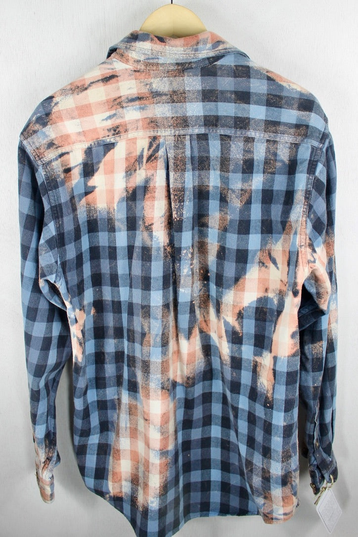 Vintage Navy, Light Blue and Dusty Rose Flannel Size Large