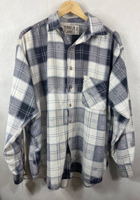 Vintage White, Navy and Denim Blue Flannel Size XL