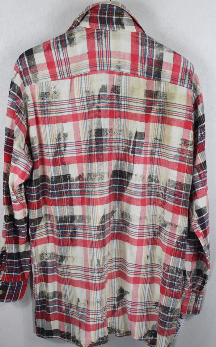 Vintage Cherry Red, Black, Blue and White Flannel Size XL