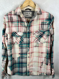 Vintage Teal, White and Pink Flannel Size Small