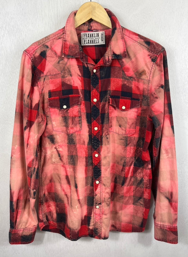 Vintage Western Style Red, Pink and Navy Flannel Size Medium