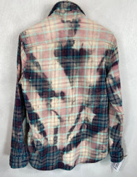 Vintage Turquoise, Grey and Pink Flannel Size Medium
