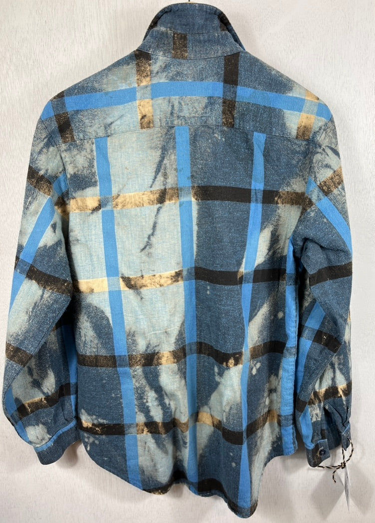 Vintage Royal Blue, Denim Blue and Black Flannel Size Medium