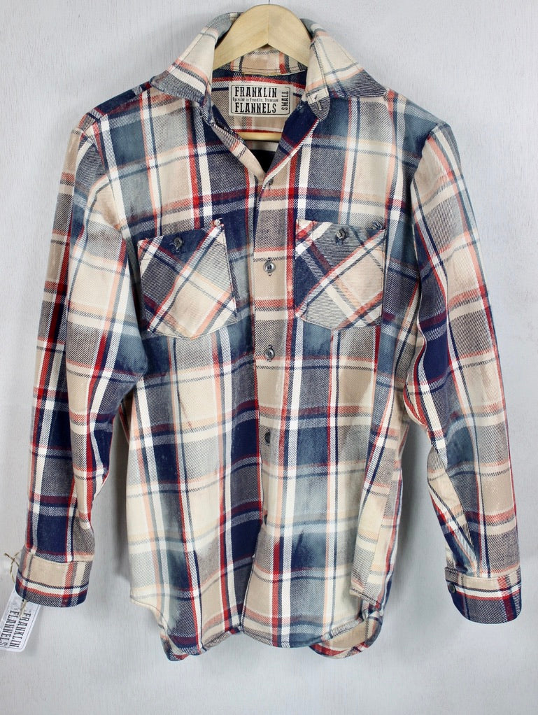 Vintage Denim Blue, White and Red Flannel Size Small