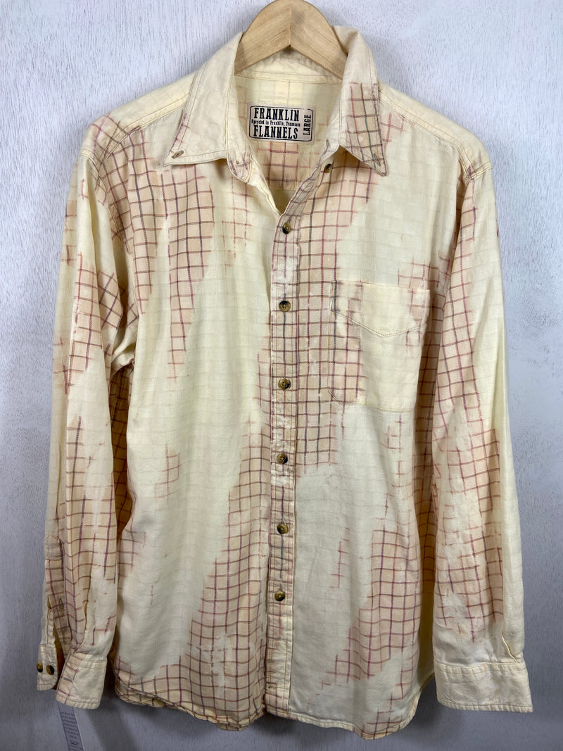 Vintage Light Yellow, Peach and Pink Lightweight Cotton Size Large