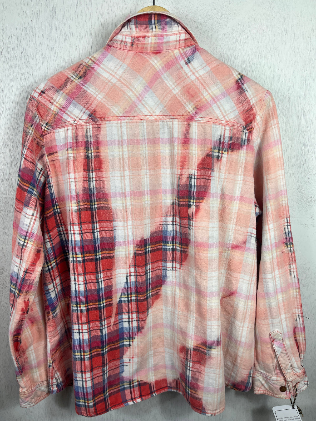 Vintage Pink, Red, Blue and White Flannel Size Medium