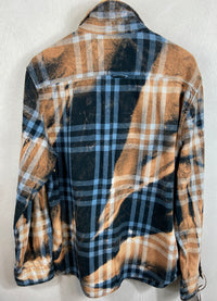 Vintage Navy Blue, White and Rust Flannel Size XL