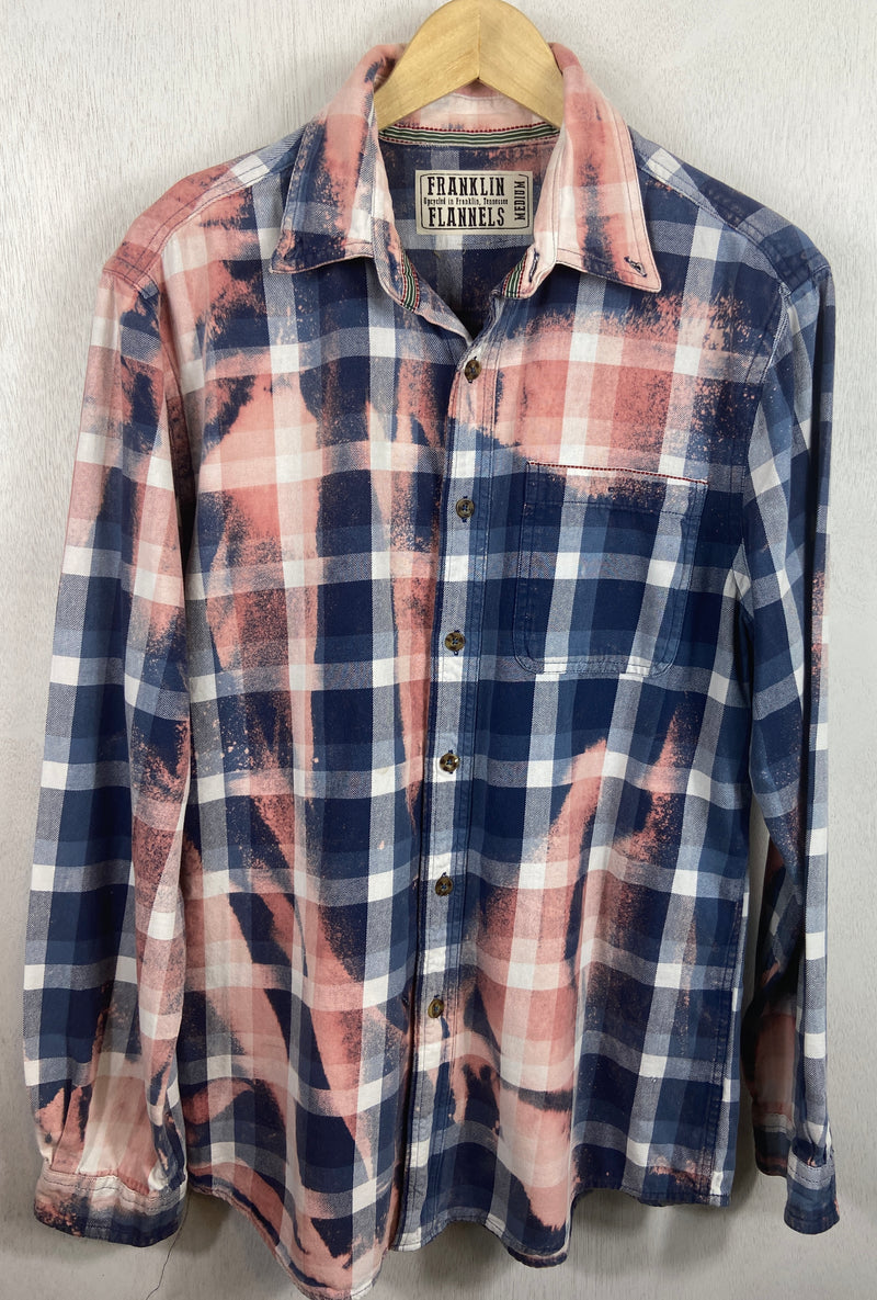 Vintage Navy Blue, White and Pink Flannel Size Medium