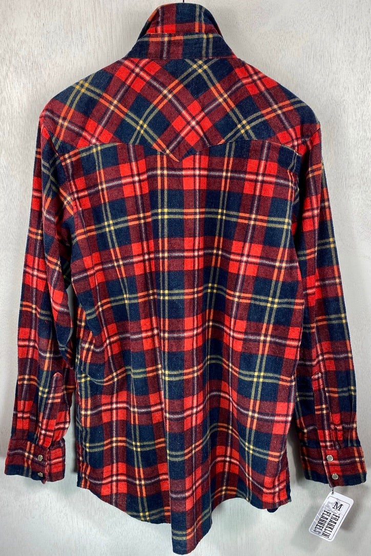 Vintage Western Style Red, Blue and Yellow Flannel Size Medium