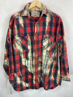 Vintage Red, Royal Blue and Cream Flannel Size XL