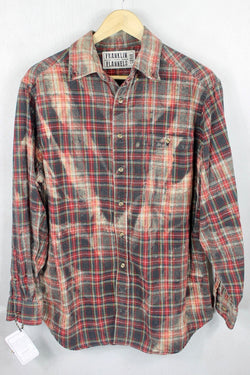 Vintage Dark Grey, Red, and Cream Flannel Size Large