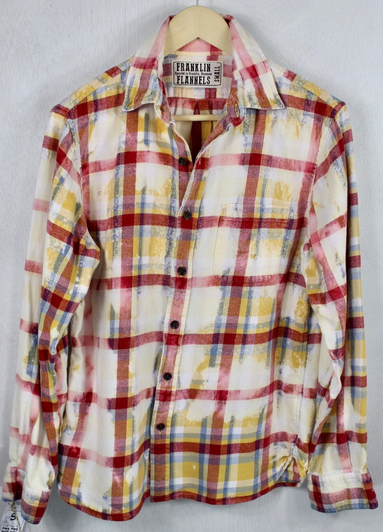 Vintage Red, Yellow, Blue and Cream Flannel Size Small