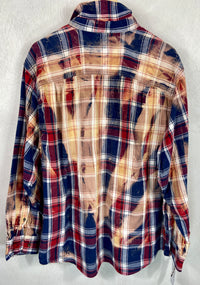 Vintage Red, Navy Blue, White and Gold Flannel Size XL
