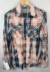 Vintage Western Style Navy, Pink and White Lightweight Cotton Size Small