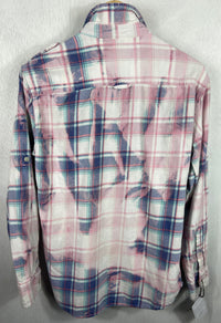 Vintage Pink, White, Light Blue and Turuquoise Flannel Size Medium