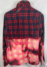 Vintage Red, Navy and Pink Ombré Flannel Size Small
