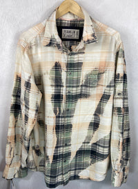 Vintage Sage Green, Cream and Grey Lightweight Cotton Size XL