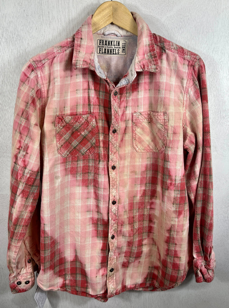 Vintage Pink, Red and White Flannel Size Small