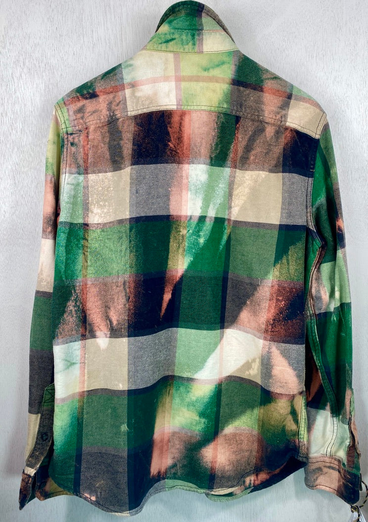 Vintg Green, Brick Red and White Flannel Size Small