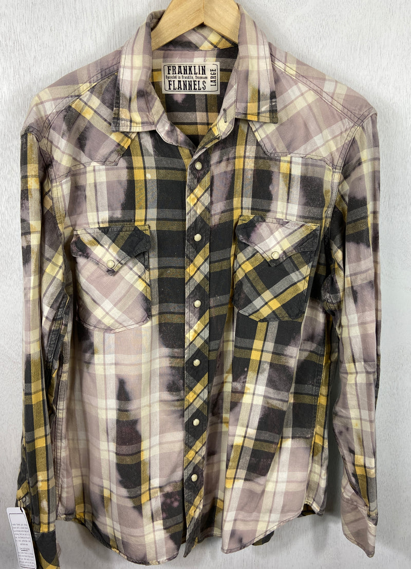 Vintage Western Style Grey and Yellow Flannel Size Large