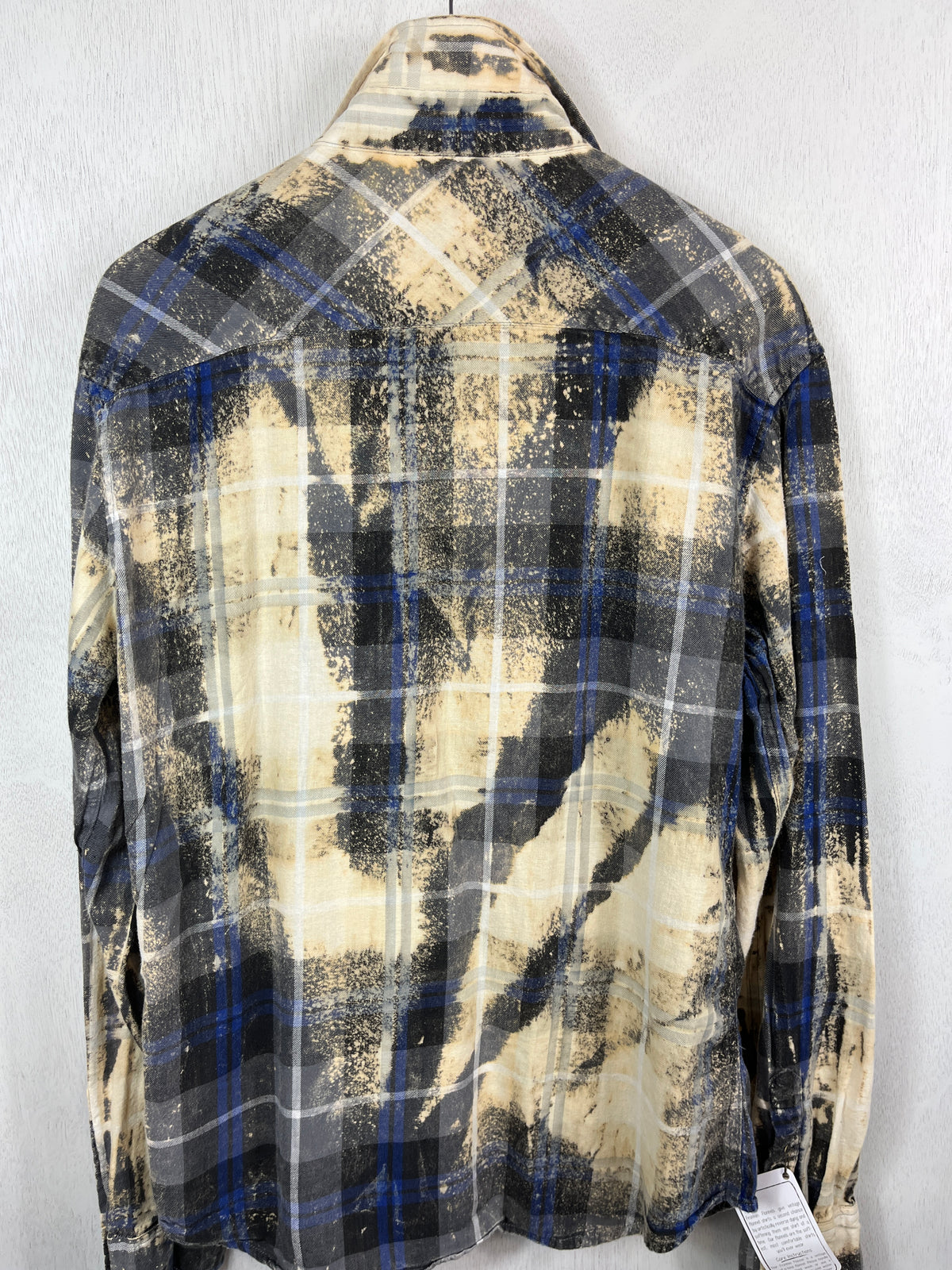 Vintage Western Style Navy, Cream and Grey Flannel Size Large