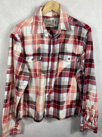 Vintage Red, Pink, White and Grey Flannel Size Large