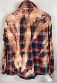 Vintage Red, Grey, Navy Blue and Gold Flannel Size Medium