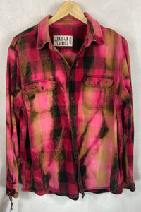 Vintage Red, Pink, Black and Gold Flannel Size Medium