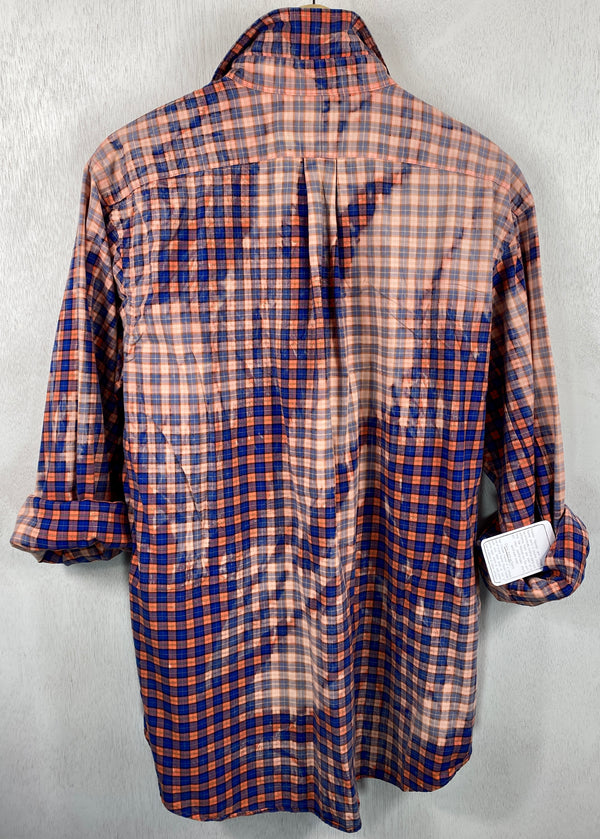 Vintgae Royal Blue and  Orange Lightweight Cotton Size Large