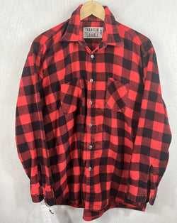 Vintage Retro Black and Red Buffalo Check Flannel Size Large