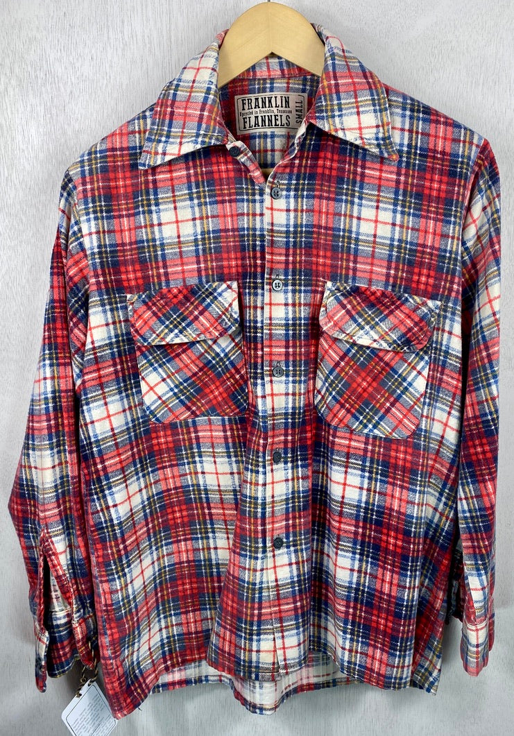 Vintage Retro Red, Blue and White Flannel Size Small