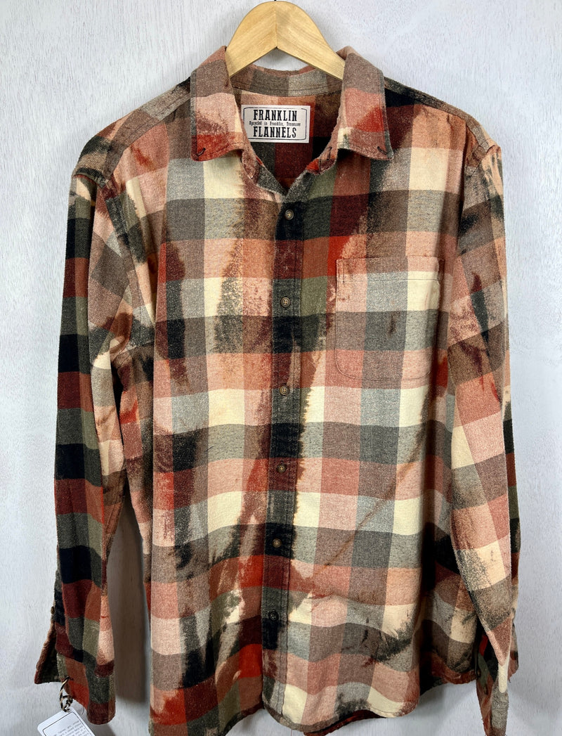 Vintage Brown, Rust, Cream and Grey Flannel Size Large