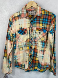 Vintage Turquoise, Yellow and Cream Flannel Size Small