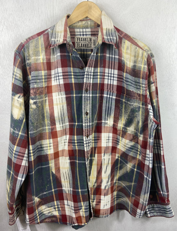 Vintage Denim Blue, Red and White Flannel Size Large