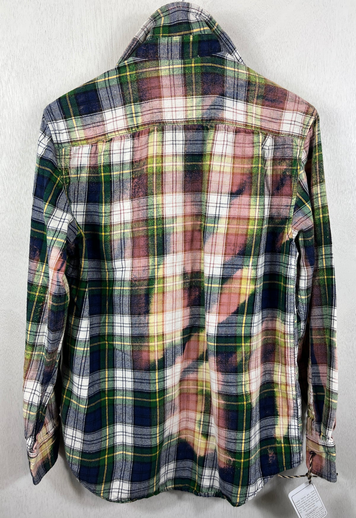 Vintage Green, Yellow, White and Pink Flannel Size Small