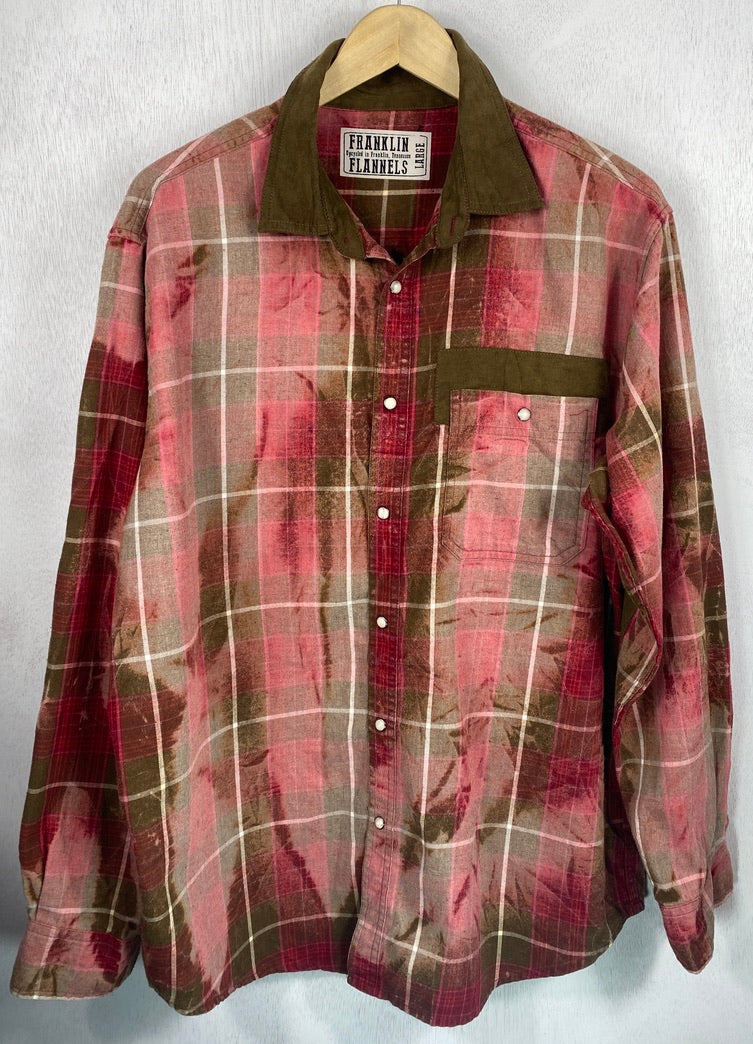 Vintage Western Style Red and Chocolate Brown Flannel Size Large