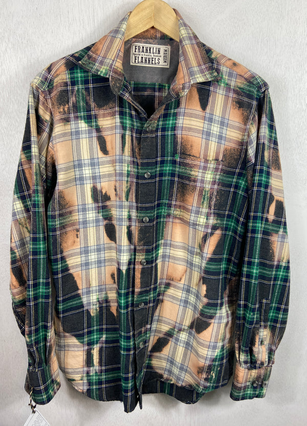 Vintage Green, Black, Peach and Cream Flannel Size Medium