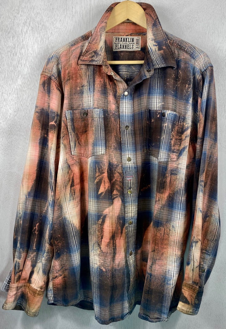Vintage Grey, Blue and Dusty Rose Flannel Size XL